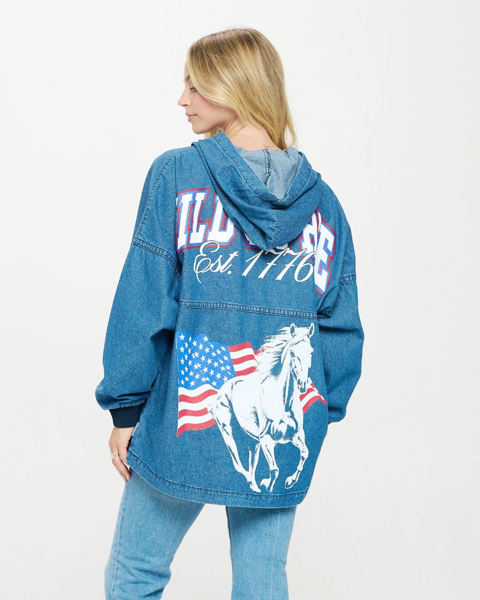 Wild And Free Dark Denim Hooded Spirit Jersey®