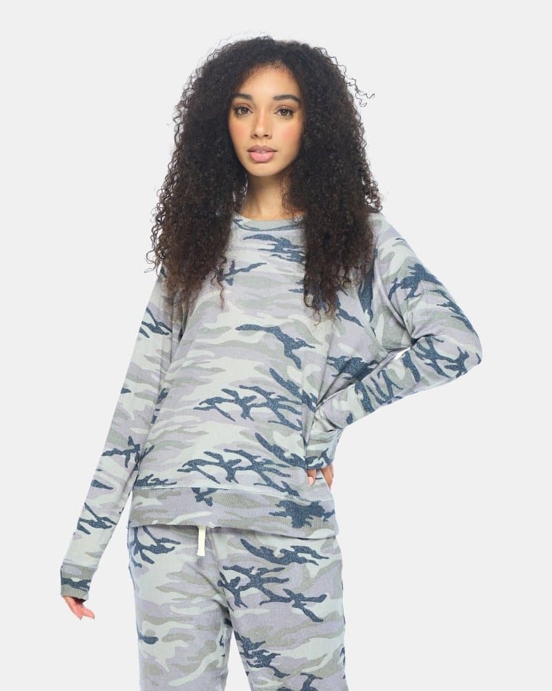 Women's Brushed Raglan Printed Lounge Pullover 1 Brushed Camo