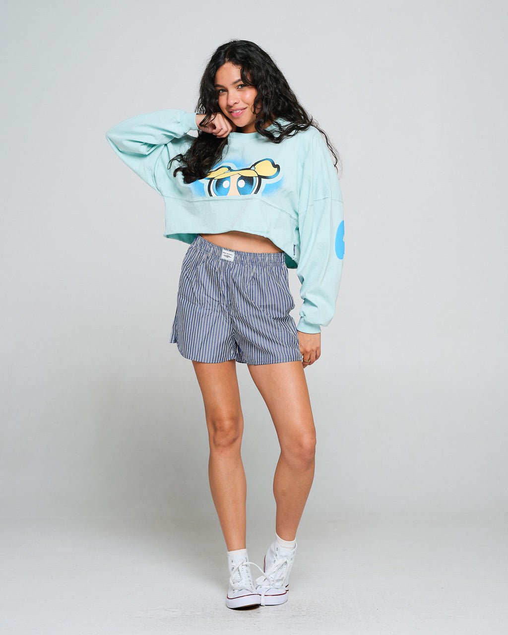 Bubbles - melt the lady cropped jersey gry×bk×iv Bubbles™ The Power Puff Girls™ Raw Hem Crop Spirit Jersey®