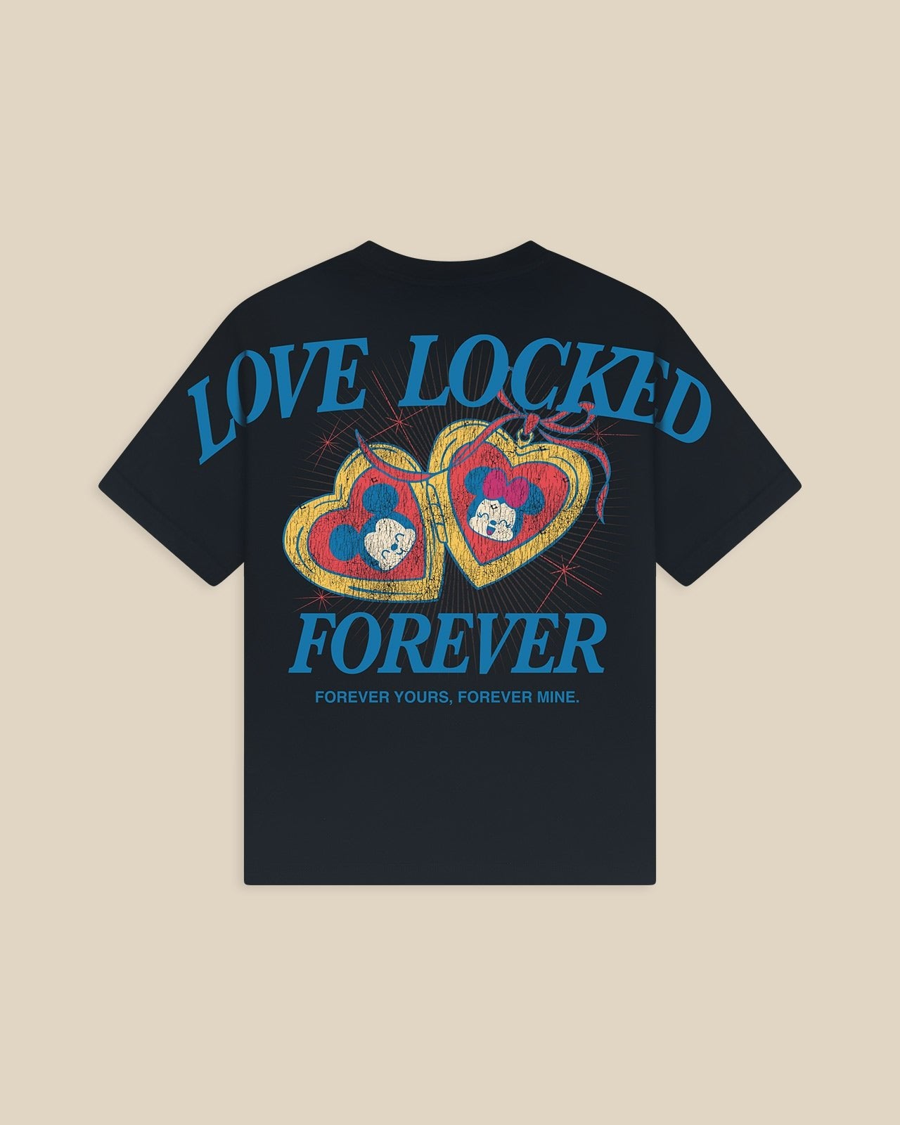 Disney's Mickey Mouse & Minnie Mouse Love Locked Relaxed Tee Black