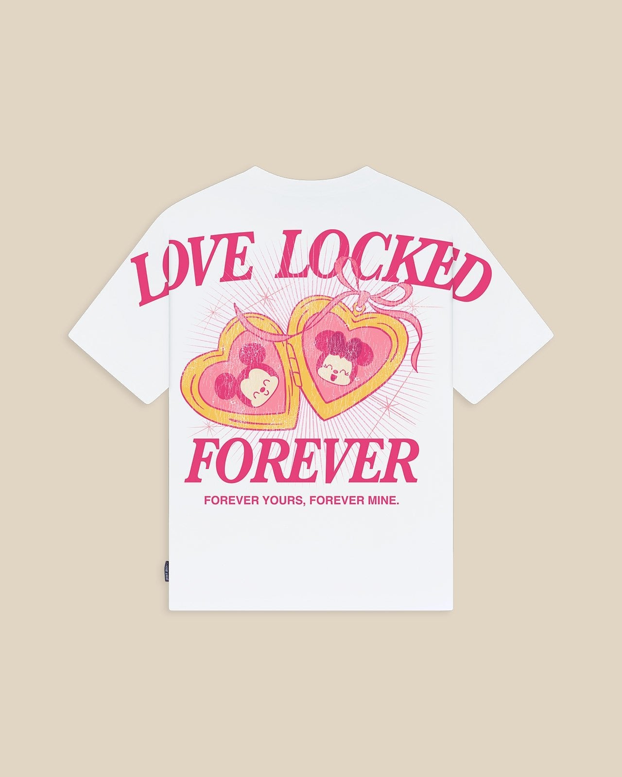 Disney's Mickey Mouse & Minnie Mouse Love Locked Relaxed Tee White