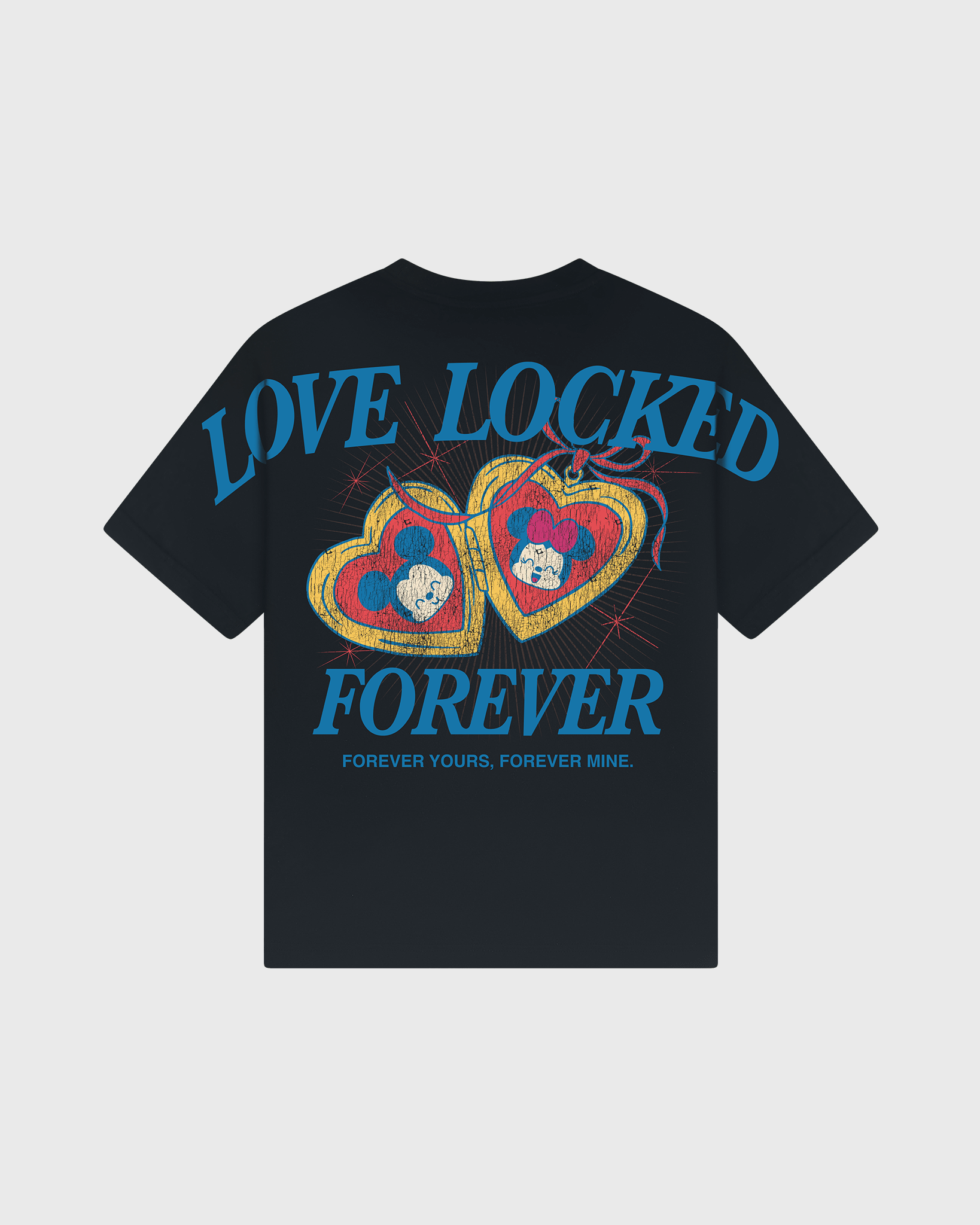 Disney's Mickey Mouse & Minnie Mouse Love Locked Relaxed Tee Black