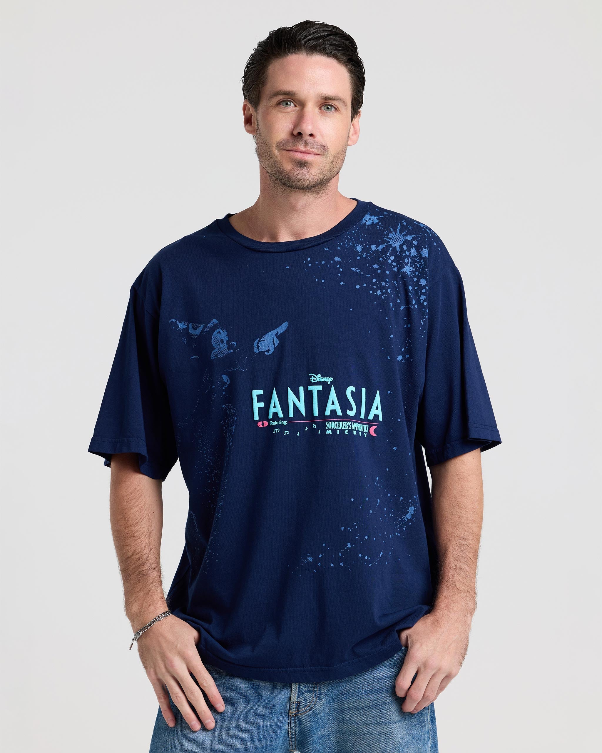 80s〜 FANTASIAファンタジア ソーサラー Tシャツ ネイビー XL Disney's Fantasia Relaxed Tee