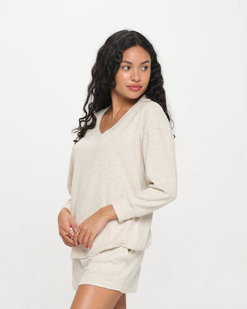 魅了 luxe-brushed-swing-v-neck-top- トップス