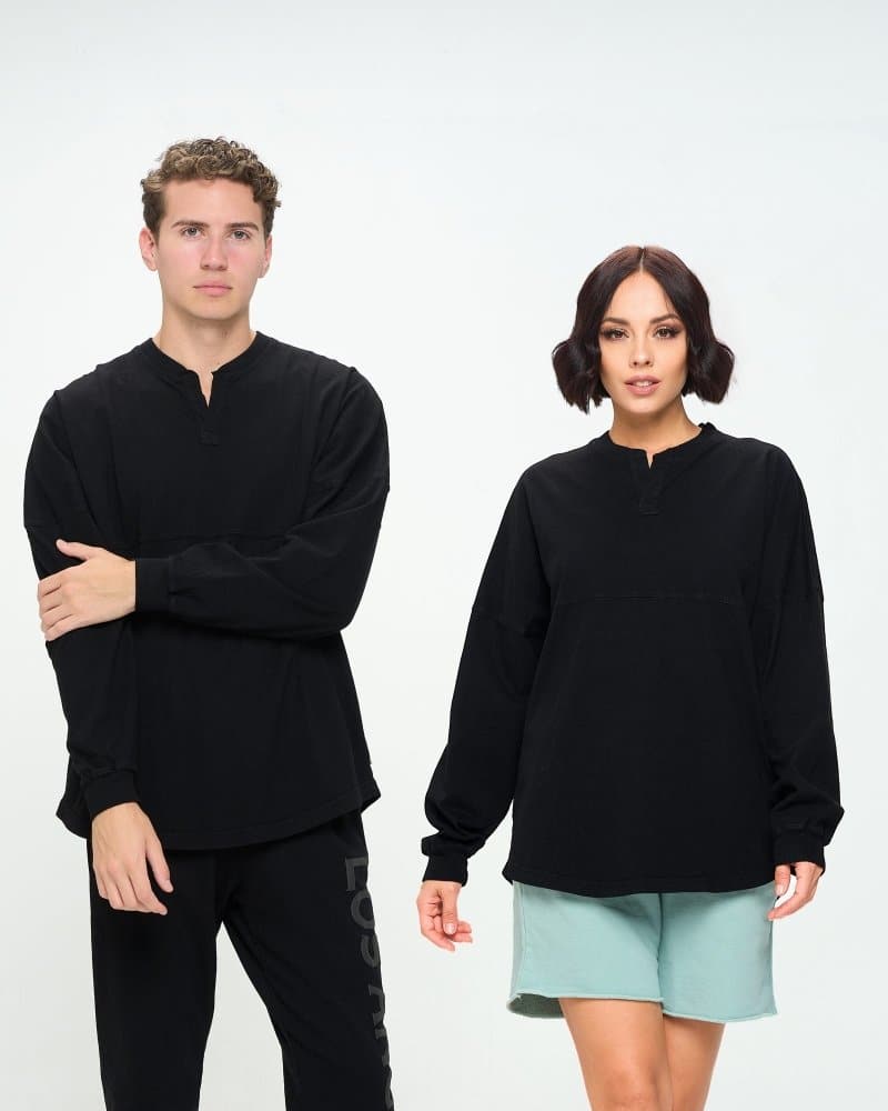 Classic Black Henley Spirit Jersey® - spiritjersey.com