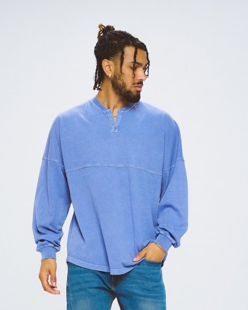 Distressed Moonlight Henley Spirit Jersey® - spiritjersey.com