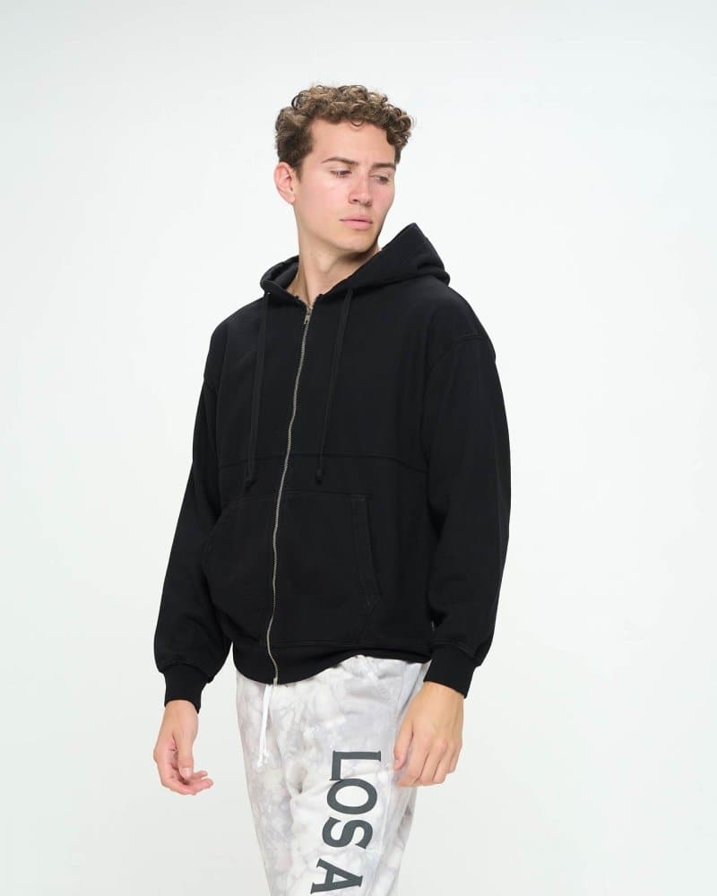 Los Angeles Black Organic Fleece Zip Hoodie - spiritjersey.com