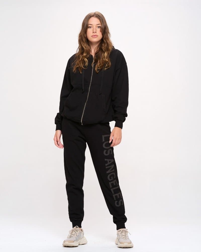 Los Angeles Black Organic Fleece Zip Hoodie - spiritjersey.com