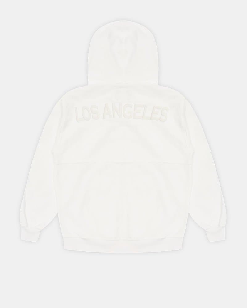 Los Angeles White Organic Fleece Zip Hoodie - spiritjersey.com