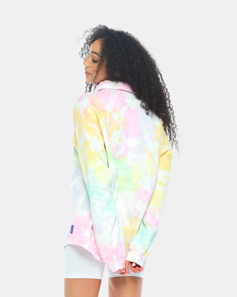 Tie-Dye Cozy Fleece Button Placket Shirt - spiritjersey.com