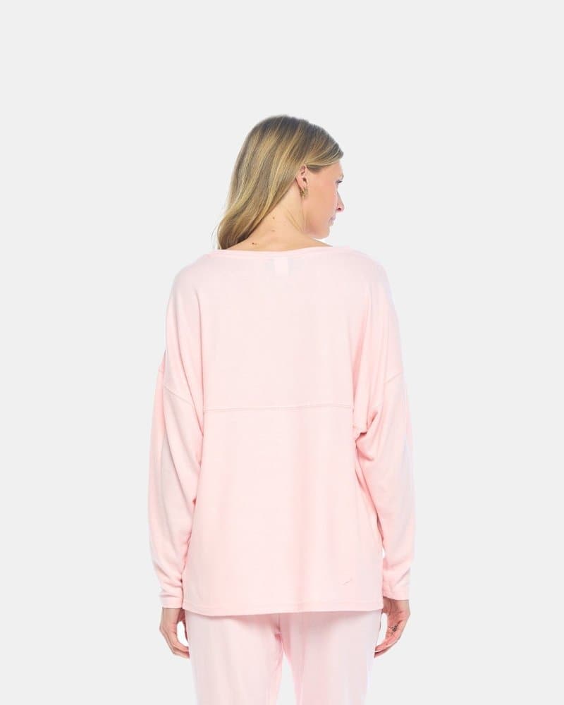 Brushed French Terry Women's Long Sleeve Crew Neck Lounge Top - spiritjersey.com