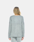 Brushed French Terry Women's Long Sleeve Crew Neck Lounge Top 6 Soft Grey