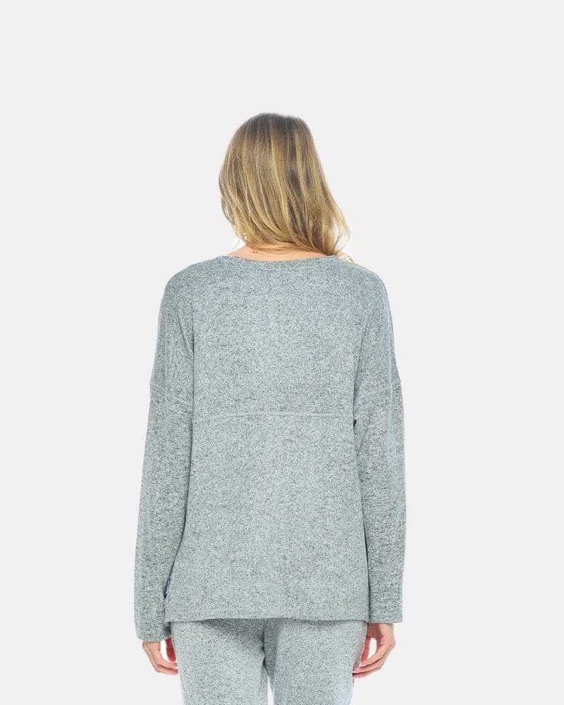Brushed French Terry Women's Long Sleeve Crew Neck Lounge Top - spiritjersey.com
