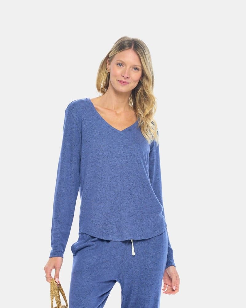 Women's Brushed Long Sleeve Raglan V-Neck Lounge Top - spiritjersey.com